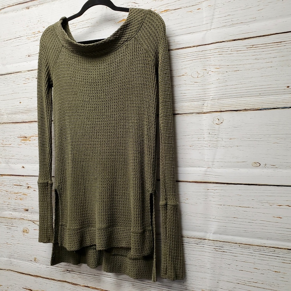 We The Free Green Waffle Knit Top - Picture 2 of 5
